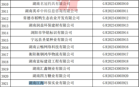2023年湖南江海，“高新技術企業(yè)”復審順利通過！